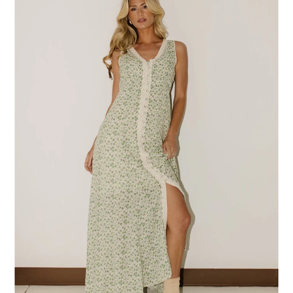 ZOCO HONEY Floral Maxi Dress with Lace Trim NWT LARGE